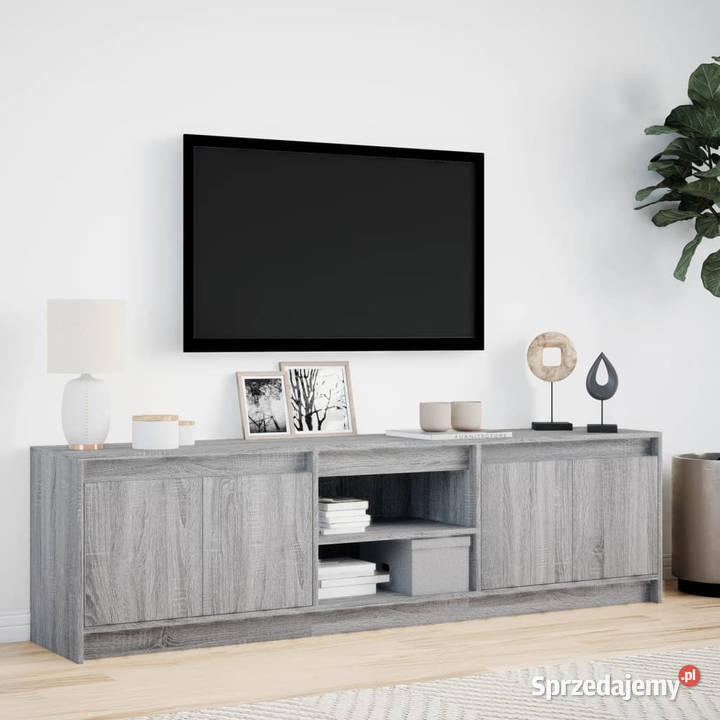 Szafka pod TV z LED szary dąb sonoma 180x34x50 mazowieckie Warszawa