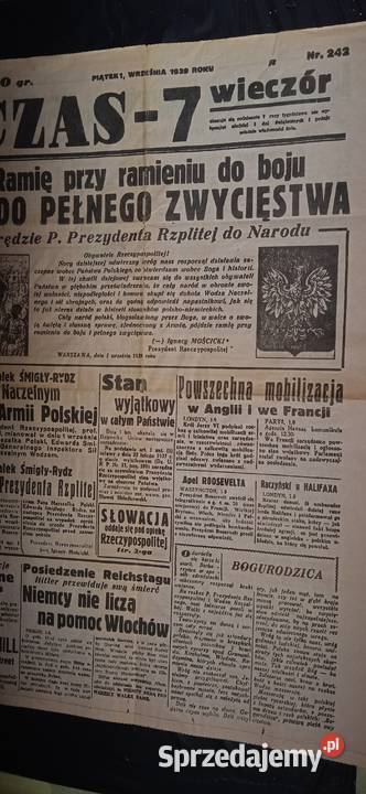 Gazeta Czas7 z 1 września 1939