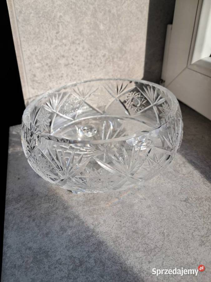 kryształowa misa z prlu na 3 nóżkach stan śr 17 Porcelana i szkło Sandomierz