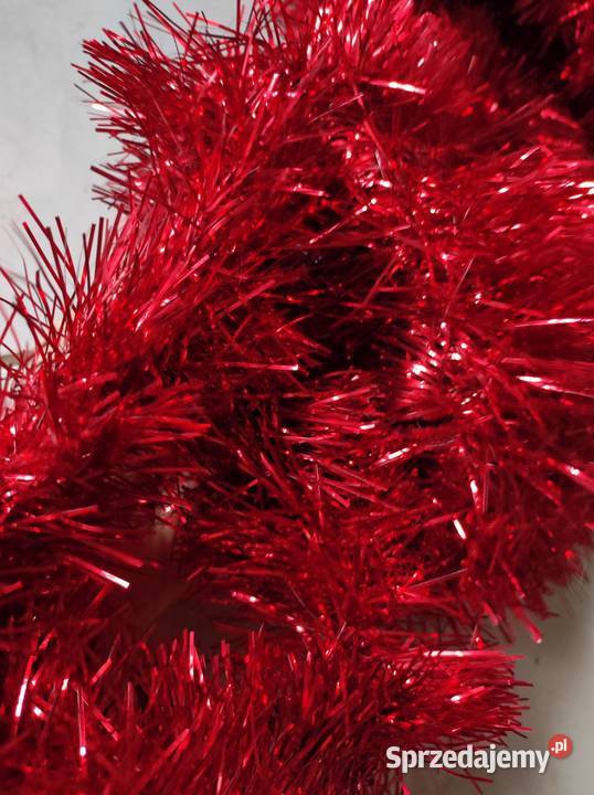 długi czerwony błyszczący łańcuch na choinkę sprzedam