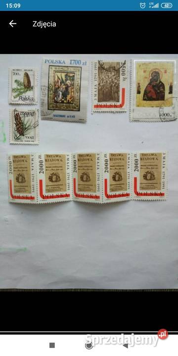 Znaczki polskie 1991 kasowane Bolesławiec