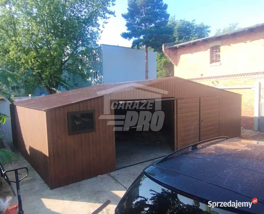 Garaz blaszany 11x6 2x Brama okno Dach