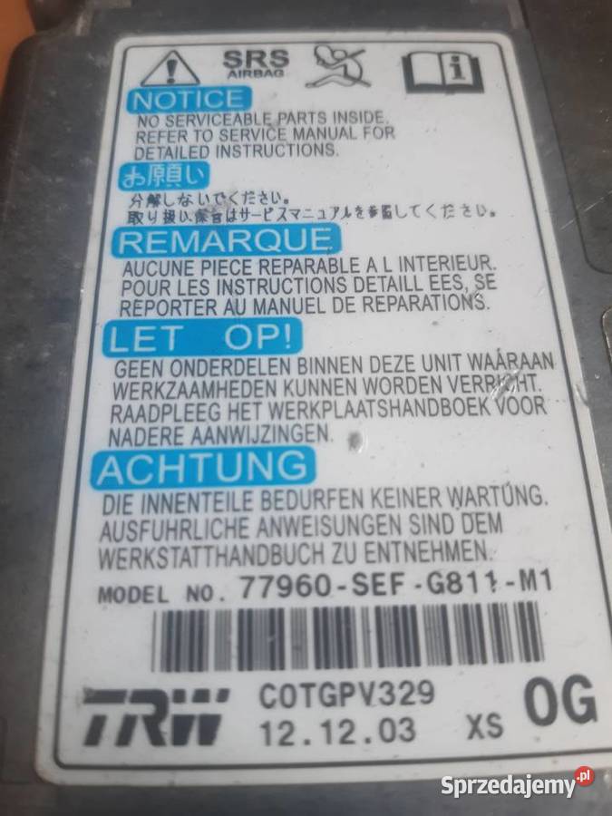 Moduł Sensor układu poduszek powietrznych SRS Wrocław