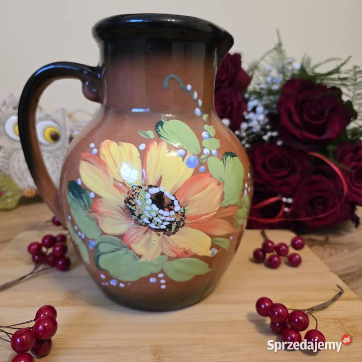 Dzbanek ceramiczny 2l ręcznie malowany czerwona Bydgoszcz