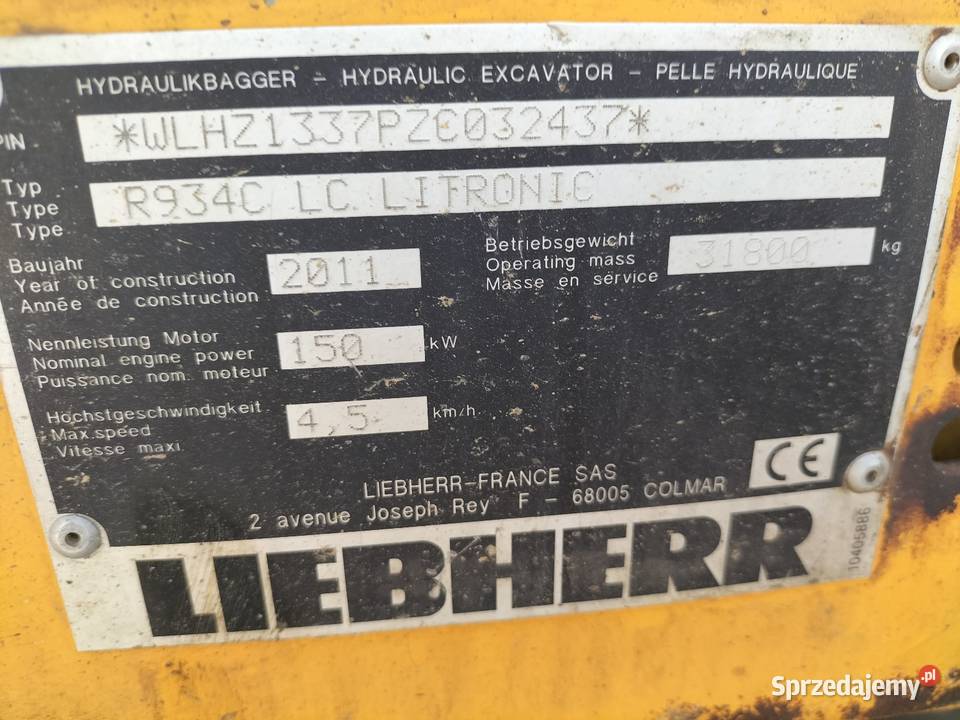 Liebherr R934C LC Litronic podkarpackie Rzeszów