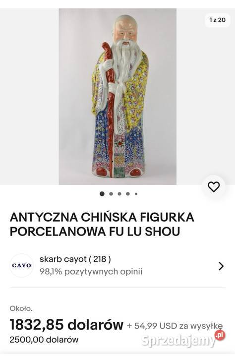 Vintage porcelan Chinese Sanxing Figurki trzech Pabianice
