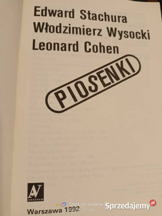 Stachura Wysocki Cohen Piosenki teksty unikaty Rok wydania 1992 Warszawa sprzedam