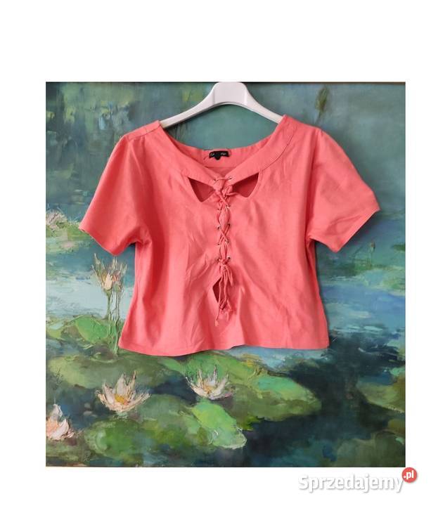 bluzka koszulka tshirt crop top ozdobnym czerwony Kielce sprzedam