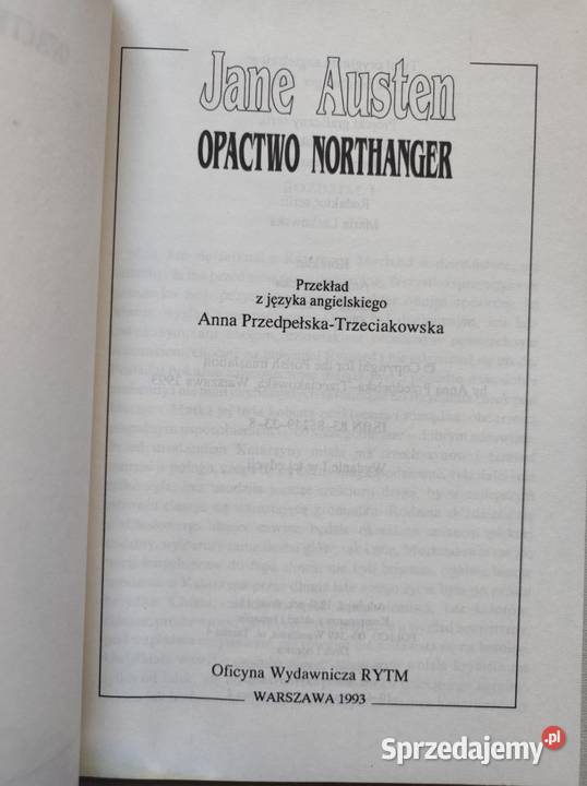 Opactwo Northanger Jane Austen Rok wydania 0 Kielce sprzedam