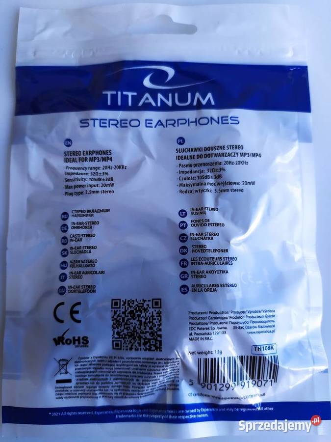 Słuchawki Stereo Esperanza Titanum TH108K warmińsko-mazurskie