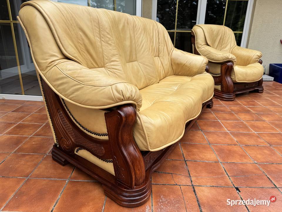 Wypoczynek skórzany stylowy kanapa skórzana mazowieckie Sulbiny