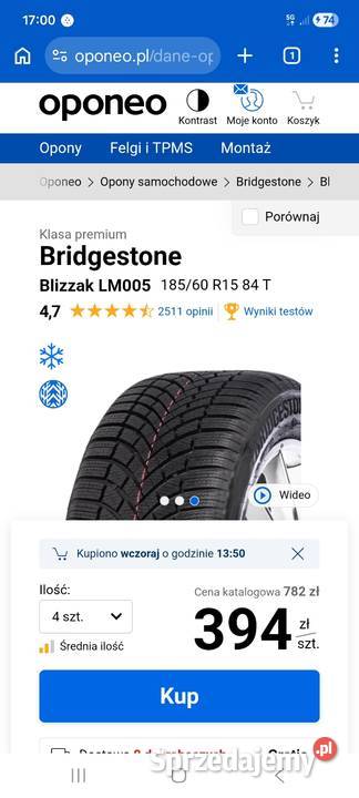 Opony Zimowe Bridgestone Blizzak LM005 18560 R15 Samochodowe Radom