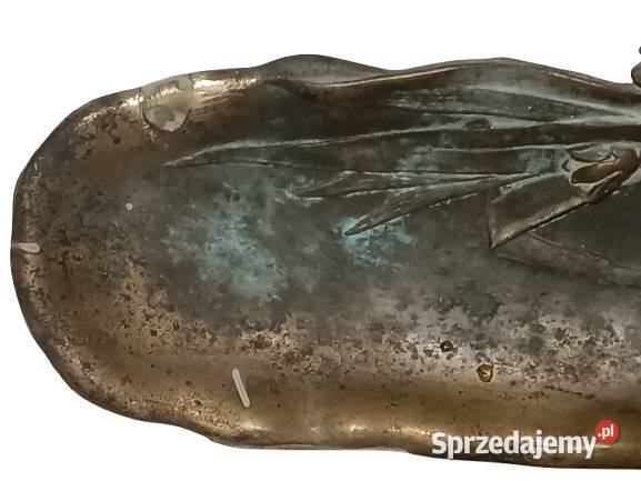 Stara mosiężna tacka z motywem kwiatowym Rzeszów