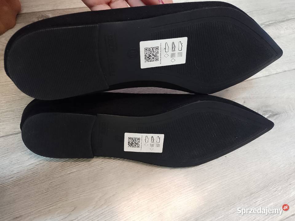 43 ASOS Czarne baleriny wieczorowe z Londynu tkanina Kraków sprzedam