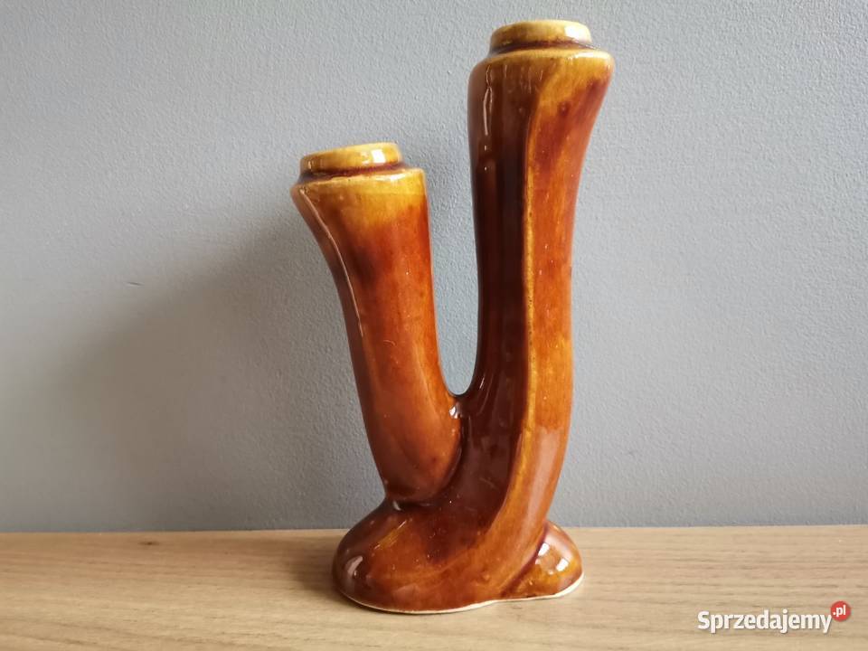 Stary wazon świecznik ceramika design PRL 1960 Katowice