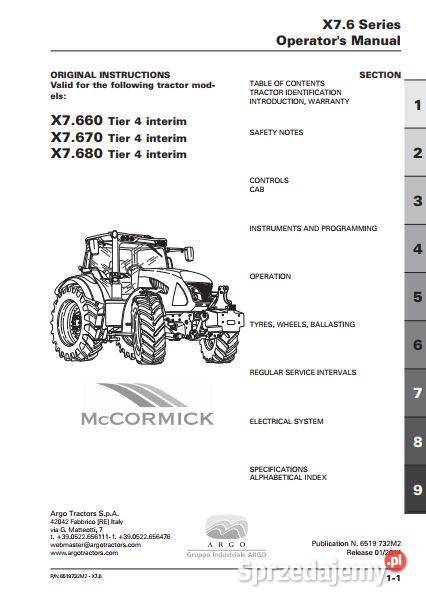 McCormick X7660 X7670 X7680 instrukcja obsługi świętokrzyskie Kielce