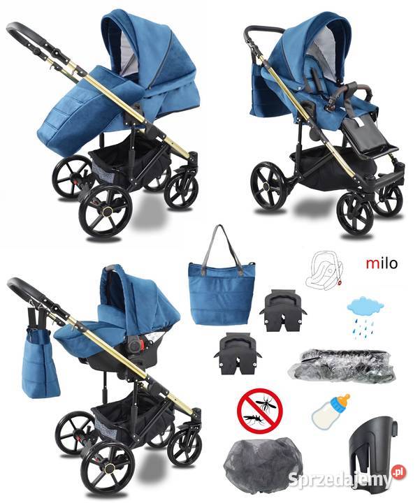 Wózek Dziecięcy milo 3w1 Wielofunkcyjny Fotelik Kraków