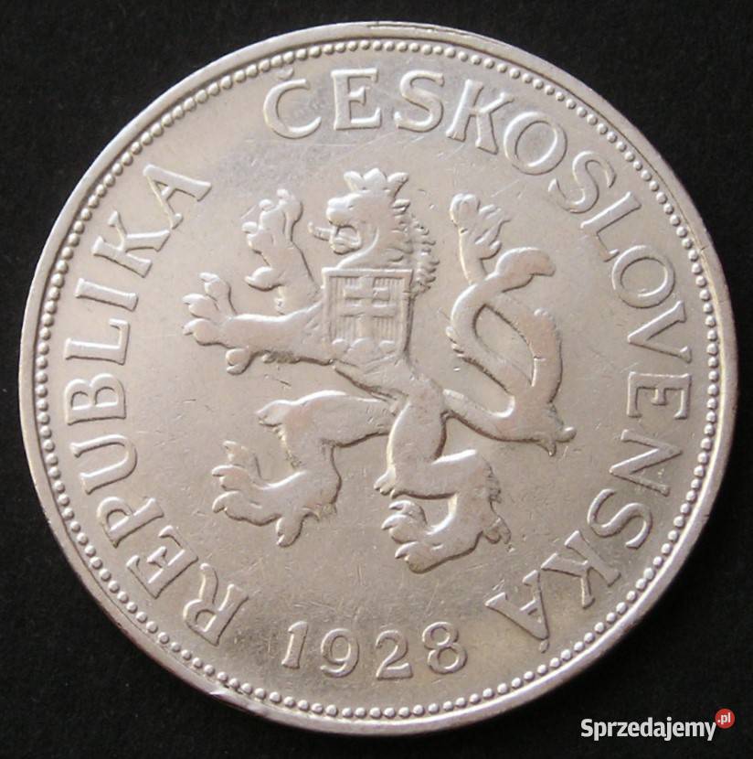 Czechosłowacja 5 koron 1928 SREBRO Numizmatyka Łódź