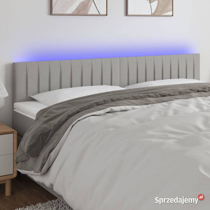 Zagłówek do łóżka z LED jasnoszary 180x5x7888 mazowieckie Warszawa