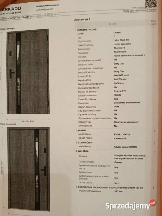 Drzwi zewnętrzne erkado złoty dąb Skarżysko-Kamienna