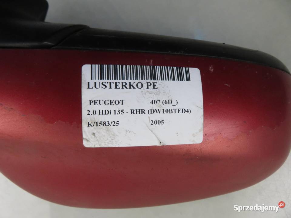 LUSTERKO PRAWE PEUGEOT 407 8 PIN Motoryzacja