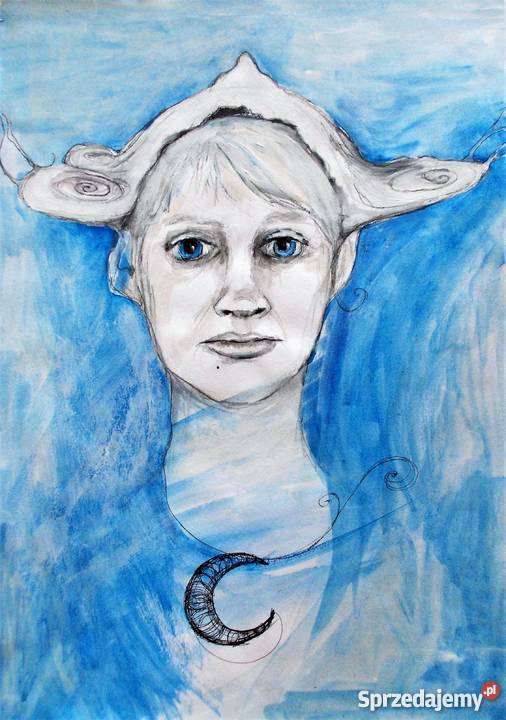 Grafika akwarelą i piórkiem Jasnowidząca Katowice