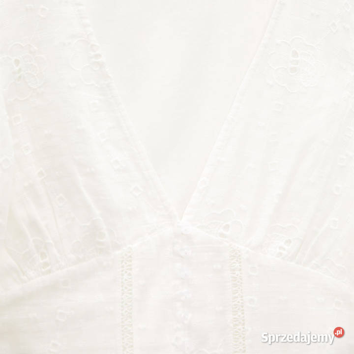 Zara piękna krótka biała haftowana sukienka Inny materiał