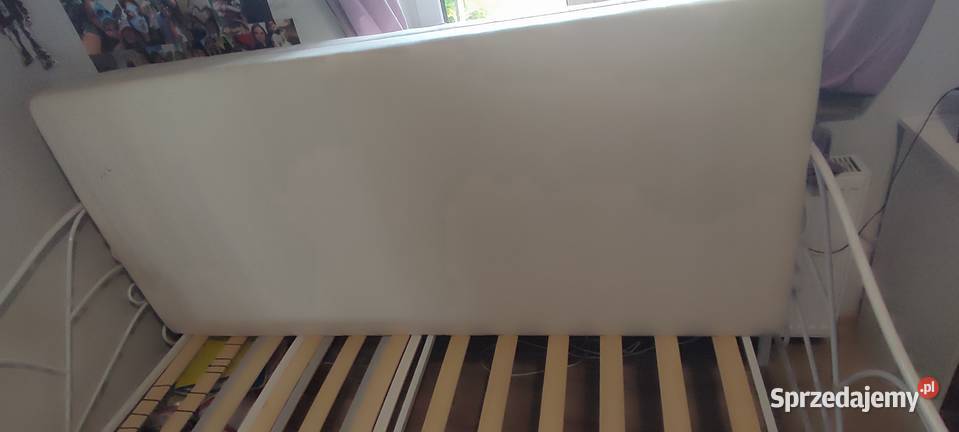 Sprzedam łóżko metalowe białe Ślesin sprzedam