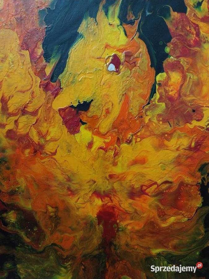 Żółty Ptak z Ulicy Sezamkowej obraz pouring wielokolorowy Ciechanów