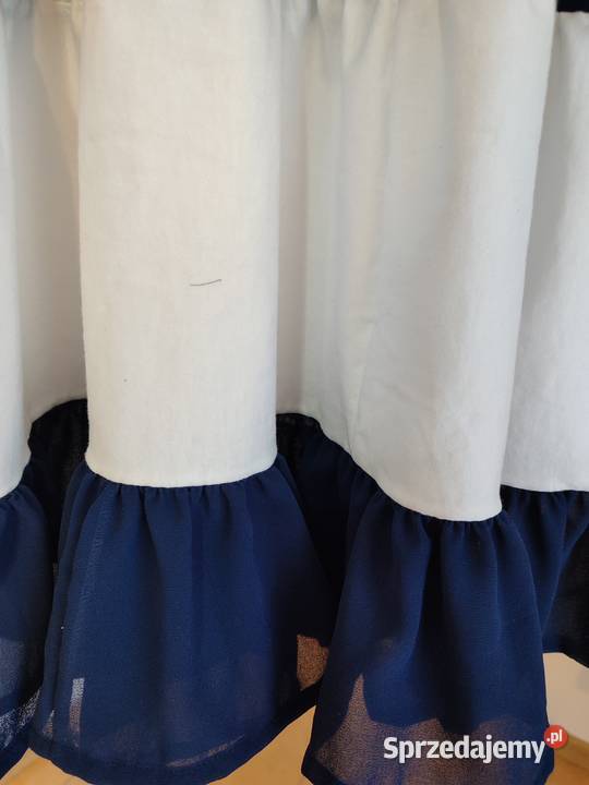 Sukienka dziewczynki biała granatowa krótki 7 lat+ Lipnica