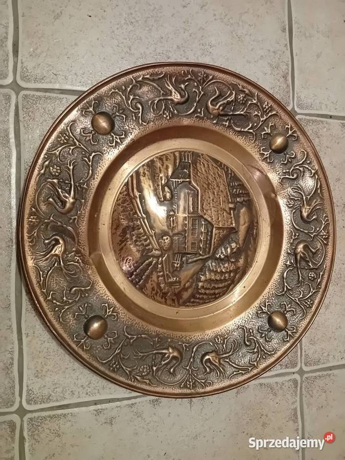 Talerz miedziany patera na ścianę Dębica