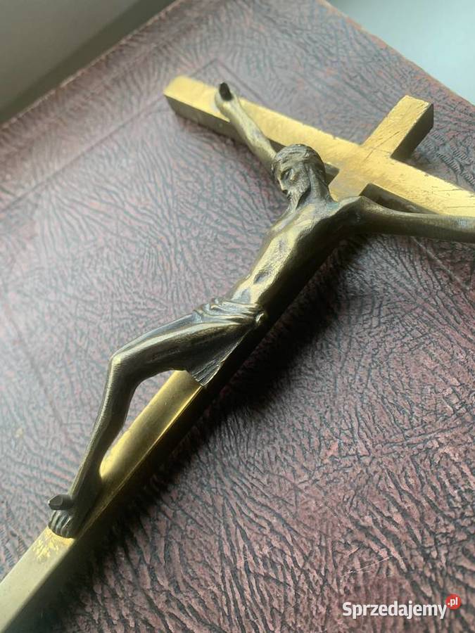 Krzyż na ścianę Mosiężny Antyki Łowicz