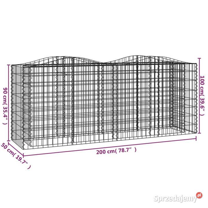 Łukowaty kosz gabionowy 200x50x100 galwanizowane Warszawa