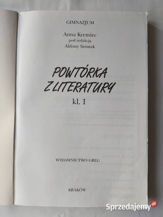 POWTÓRKA Z LITERATURY klasa 1 gimnazjum Podręczniki Hajnówka