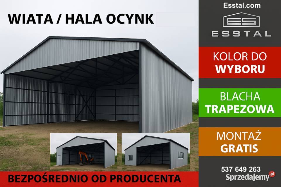 Garaż  OTWARTY Wiata Hala Garaż Blaszany Magazyn blacha Bartoszyce