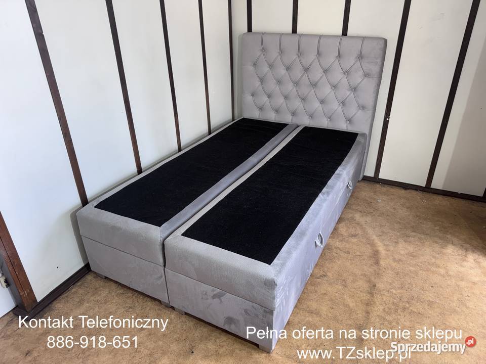 Łóżko tapicerowane z zagłówkiem i pojemnikami Rybnik