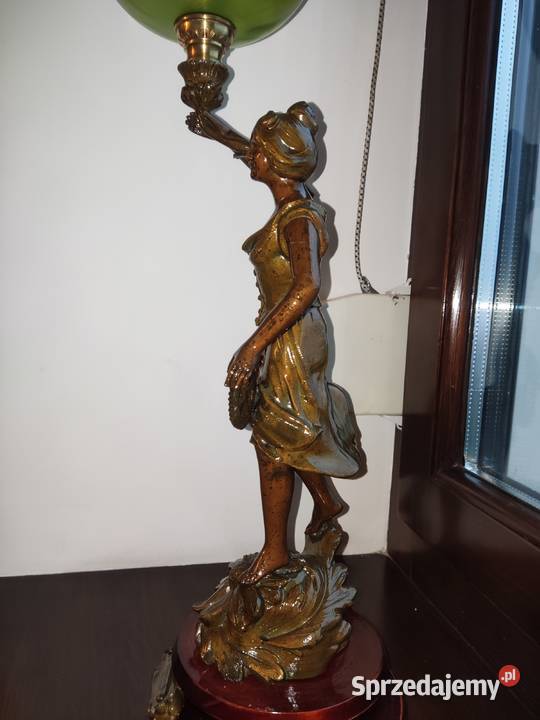 Figuralna sygnowana emaliowana lampa naftowa n5 Kraków