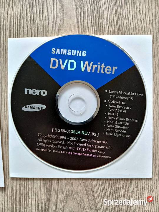 Sterowniki do nagrywarki Samsung DVD Writer Nero biurowe małopolskie Kraków