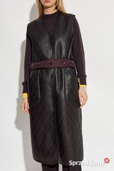 Fioletowa Długa ocieplana kamizelka ze skórzanym Rozmiar 40(L) Kurtki i płaszcze Świdnica