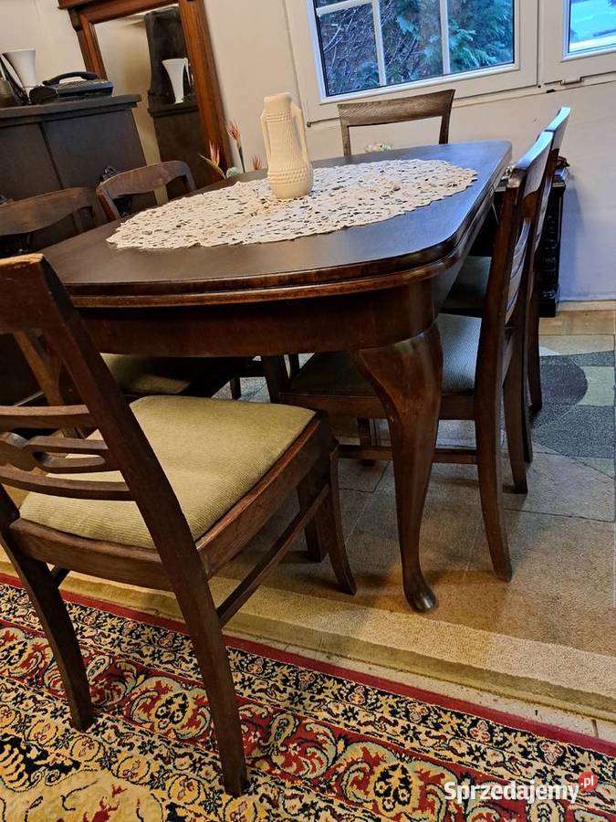 Stół secesja rozkładany krzesła Myślibórz sprzedam