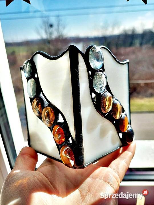 Lampion Spokój ducha biel witraż