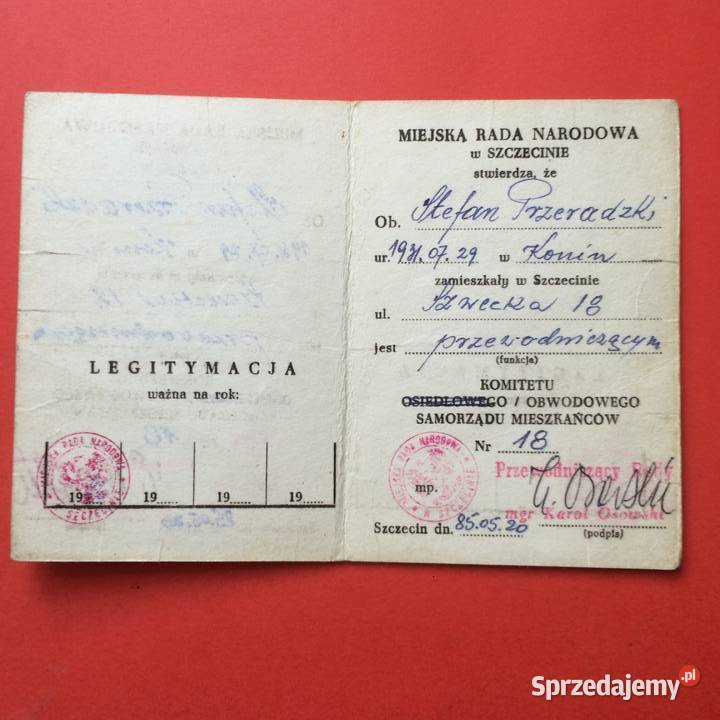 1909 Legitymacja Samorządu Mieszkańców Szczecin