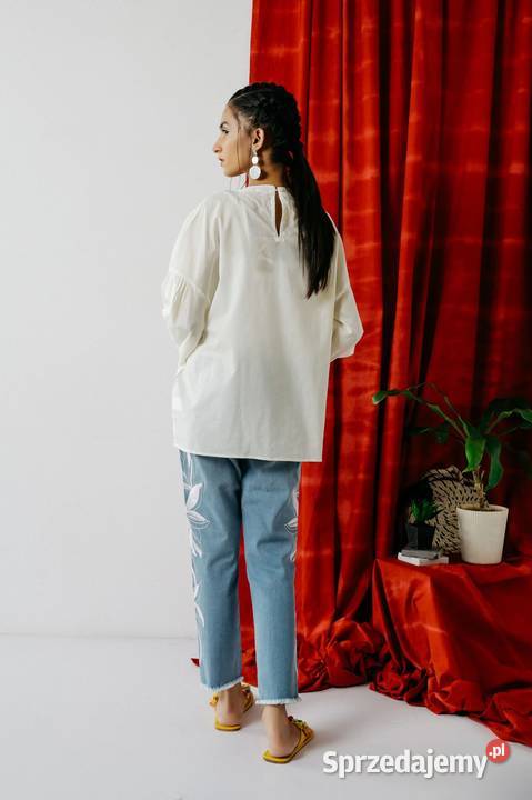 Biała bluzka oversize M 38 L 40 biała haft boho zachodniopomorskie Szczecin sprzedam