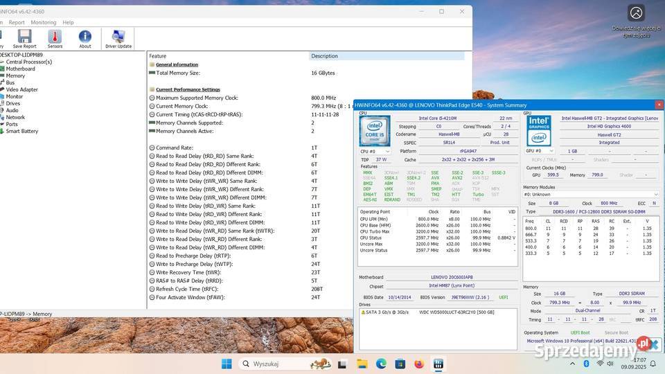 Pamięć 16GB DDR3 2x8GBdo laptop PC3L12800 Kraków sprzedam