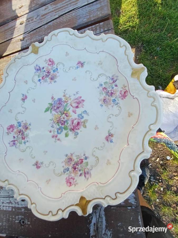 Wielka patera sygnowana Reinchenbach Porcelana i szkło Lubań