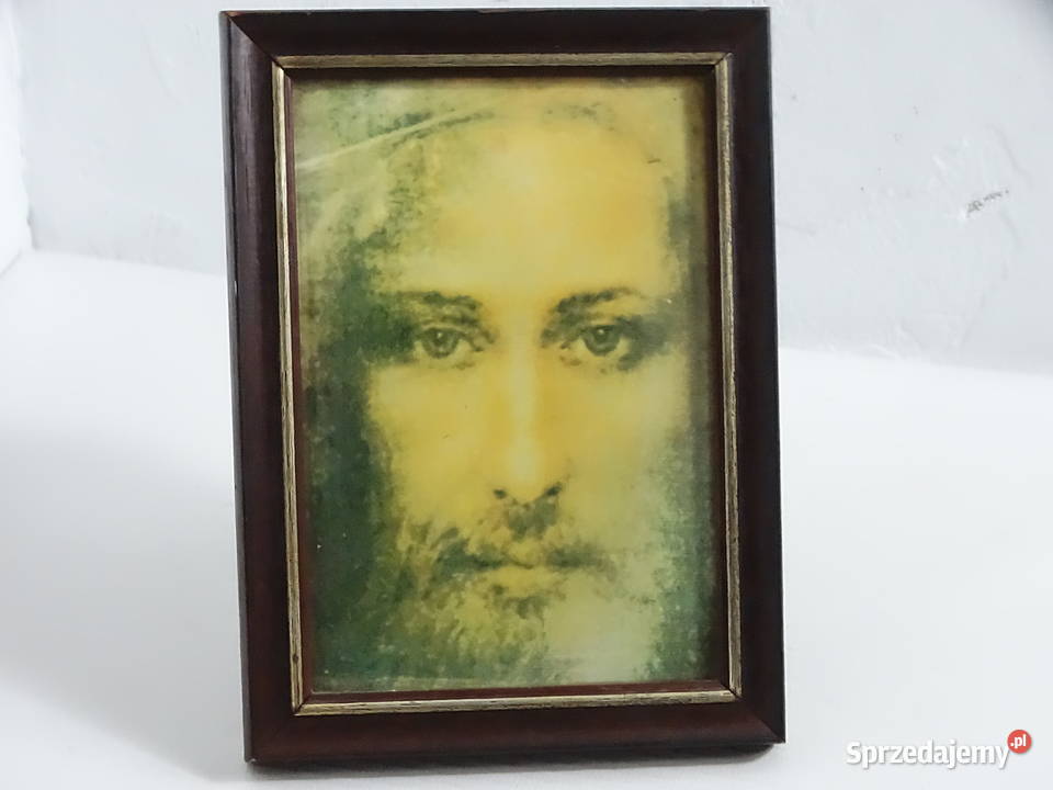 Stary obrazek Jezus Chrystus w drewnianej ramie Biłgoraj
