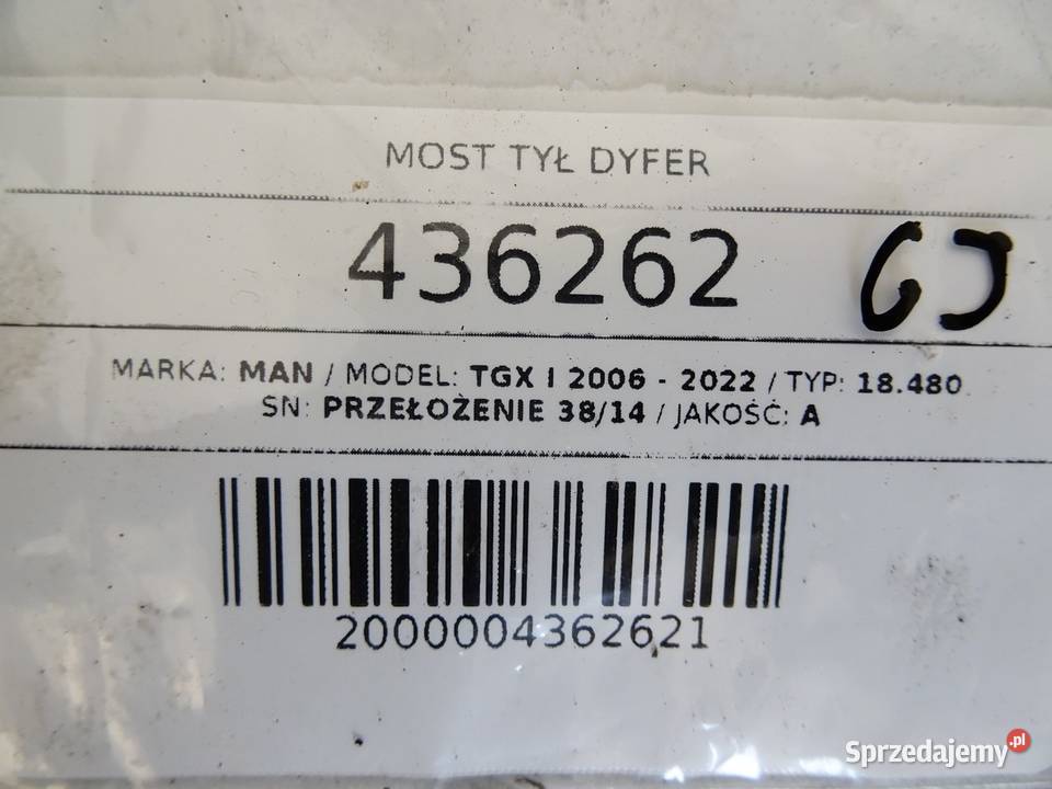 MOST TYŁ DYFER MAN TGX I 3814 18 480 Van minibus sprzedam