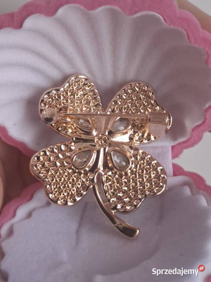 Broszka czterolistna koniczynka vintage