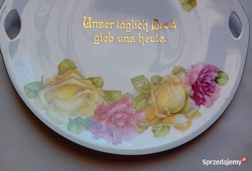 Porcelanowa patera z inskrypcją z modlitwy Porcelana i szkło Koźminek