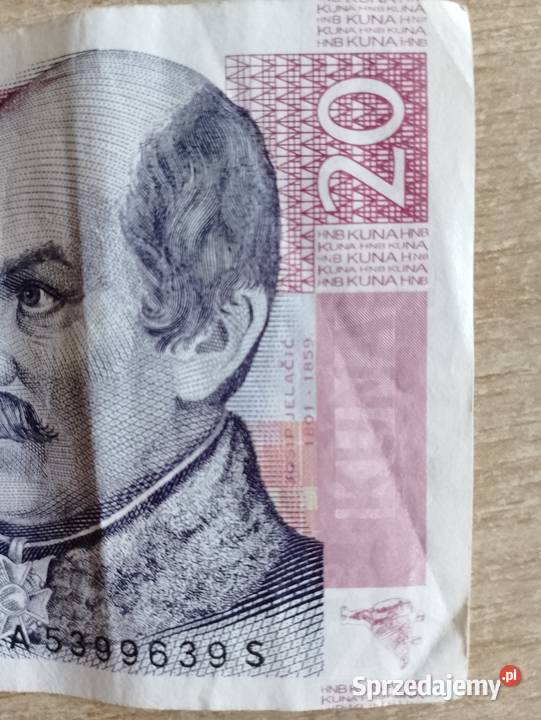 Banknot 20 KUNA Chorwacja kolekcjonerski Poznań